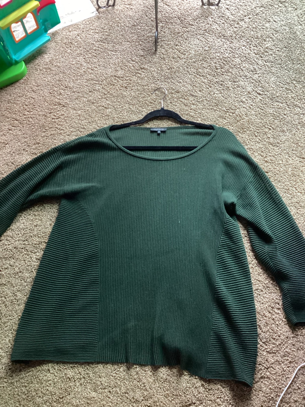 Lafayette 148 New York Forest Green Ribbed Scoop Neck Sweater